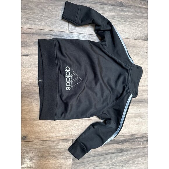 Adidas Infant Black Tracksuit Jacket 12M With White Stripes & Logo - Picture 4 of 4